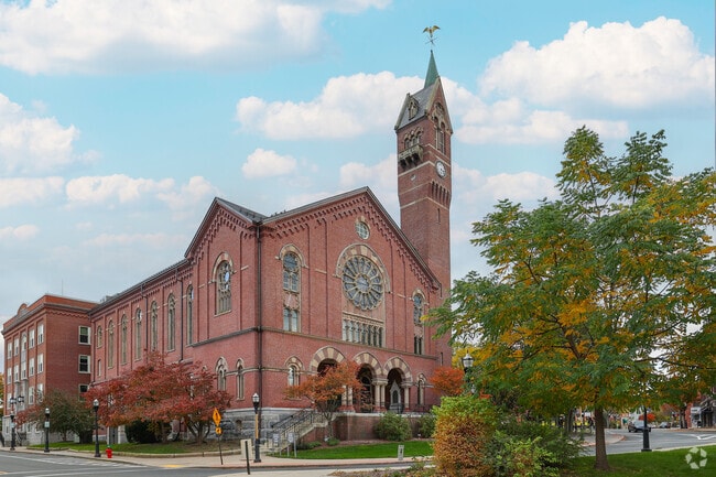 City Hall near Fairview, is an Italianate style, with a rose window.