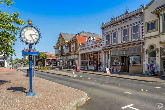 Old Town Eureka has a great vibe with old clocks and buildings in Broadway Street.