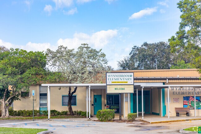 The main entrance at Wynnbrook elementary school.