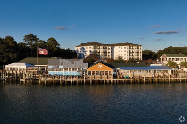 Waterfront dining and views await at Chick's Oyster Bar, a favorite on Broad Bay Island.