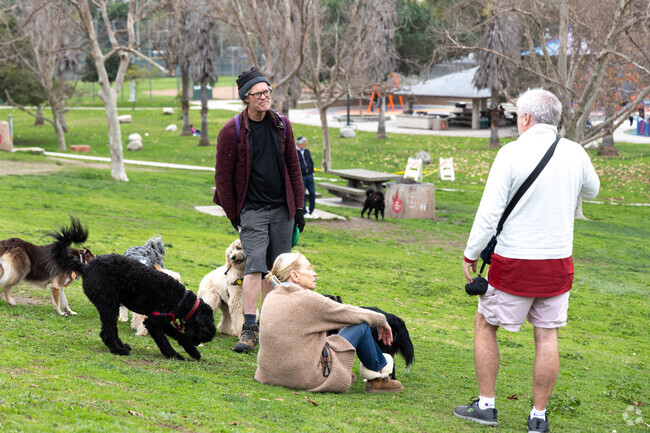 Furry friends meetup at Pan Pacific Recreation Center near Beverly Grove.