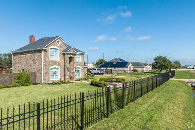 New construction homes appear along Damon’s peaceful streets.