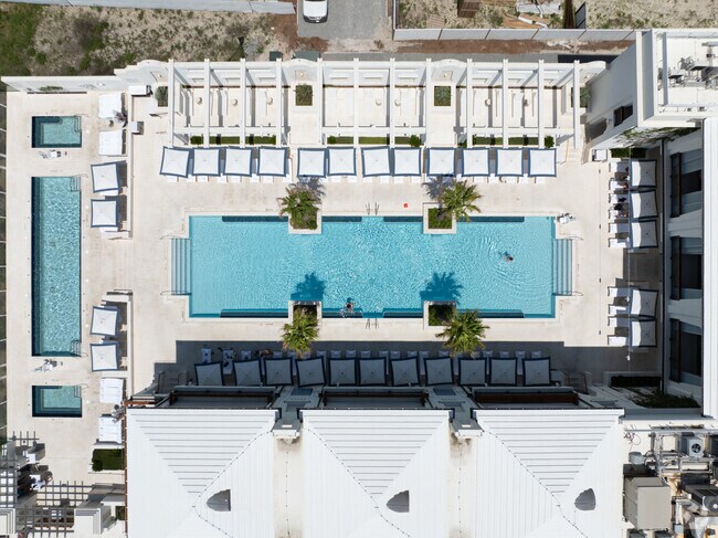 Homeowner-exclusive Alys Beach Club features a Gulf-front pool and Sunset Terrace dining.