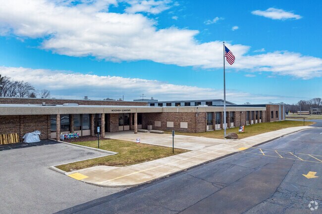 The entry of Woodview Elementary School in Grafton.