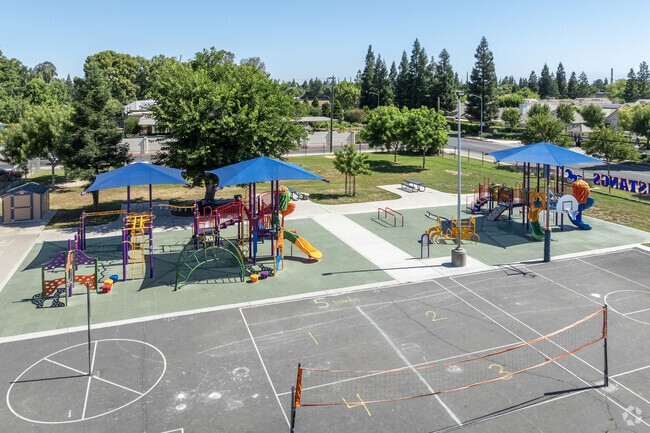 There is a playground at Malloch Elementary School in Fresno.