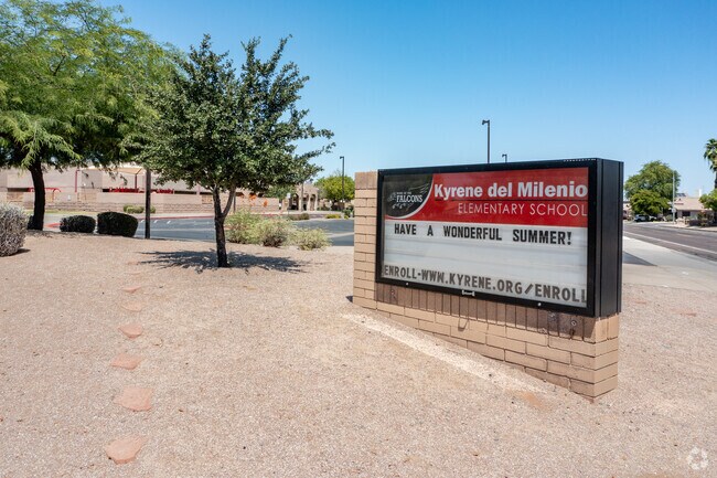 Kyrene del Milenio signage.