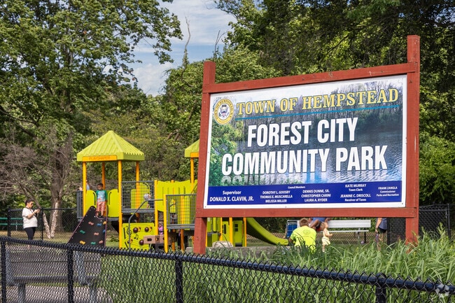 The Forest City Community Park in North Wantagh offers a pool, hiking, playground & a lake.