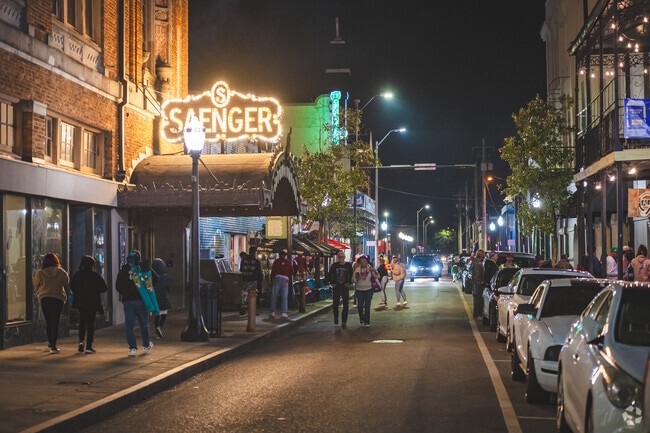 The Saenger Theater hosts touring bands every month near Texas St.