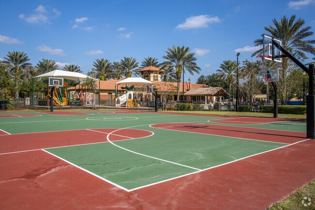 The amenity center in Durbin Crossing features basketball courts for shooting some hoops.