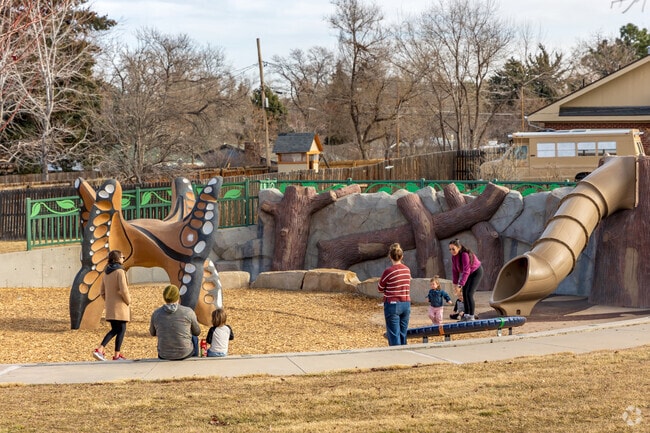 There is a fun slide and larger than life butterfly structure at Discovery Park.