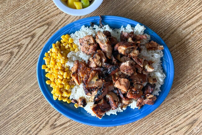 Try the teriyaki chicken at Hula Boy Charbroil on NE Fourth Plain Blvd in North Image.
