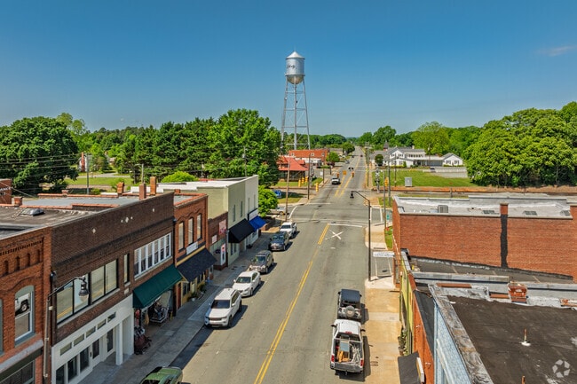 Liberty’s historic downtown features shops, dining, and the iconic water tower.