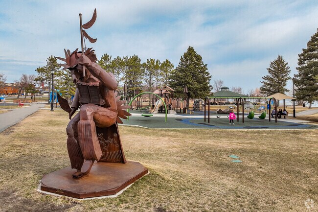 Paul Bunyan Park features an expansive playground with scenic views of Lake Bemidji.