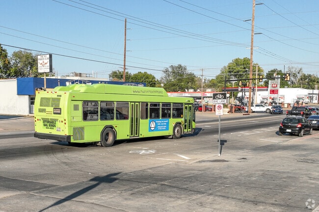 Bus stops and bike lanes provide convenient transportation options in Mid Tulsa.
