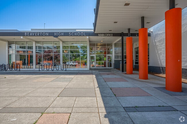 Beaverton High School entrance in Beaverton, Oregon.