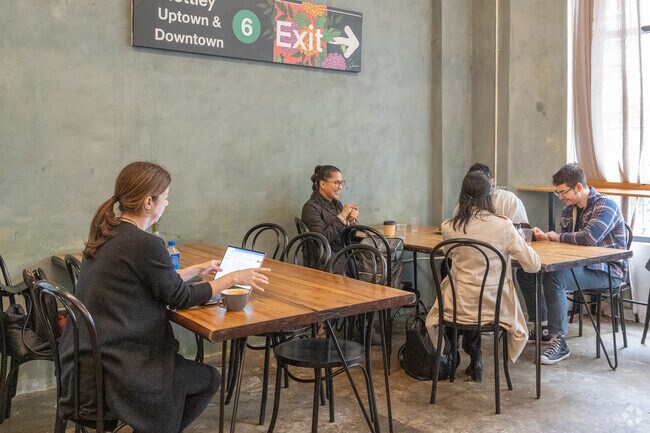 Mottley Kitchen in Mott Haven features areas to work and connect with friends.