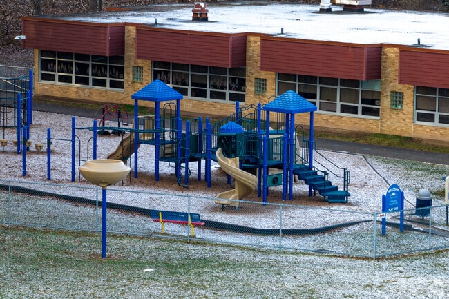 The blue playground at Walberta Park Primary School.