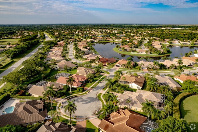 Bird's eye view of the beautiful Mission Bay neighborhood of Boca Raton, FL.