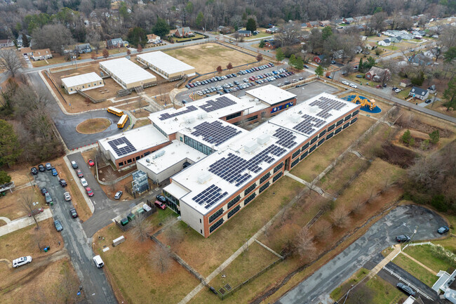 An aerial view of Broad Rock Elementary School.