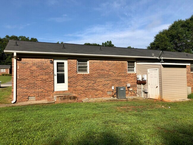 Backyard with storage shed
