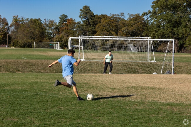 Bryan Park provides space for soccer matches and community events near Dumbarton.
