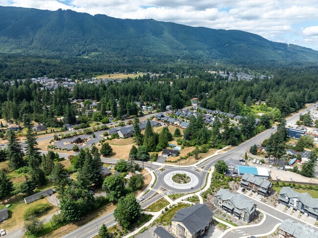 North Bend is at the base of Mount Si, part of the Cascade Range.