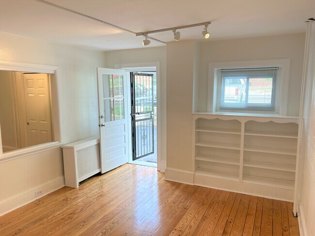 Living Room with Custom Built-in Bookshelves