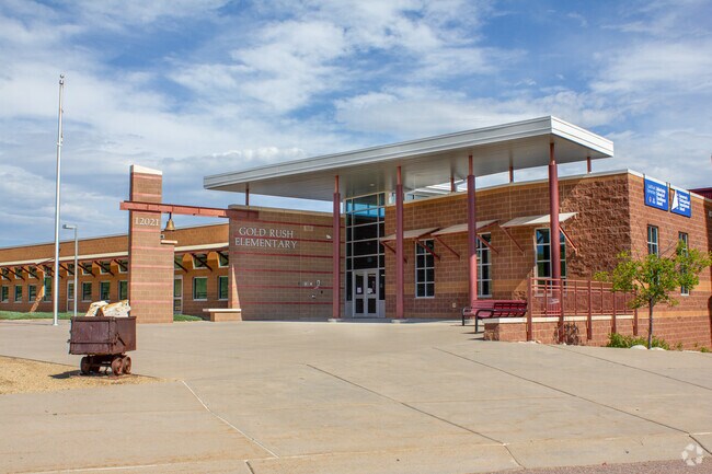 Gold Rush Elementary School's main entrance in Parker.