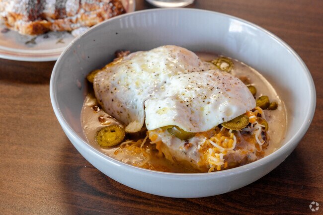 The Croissanterie has a legendary biscuits and gravy.