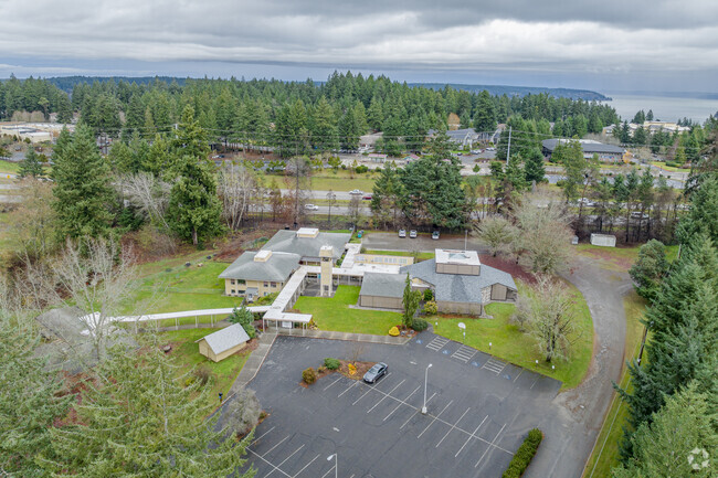 Aerial perspective of Harbor Christian School on a cool December morning.