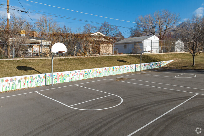 Basketball courts give students room to play at Dillworth Elementary School.