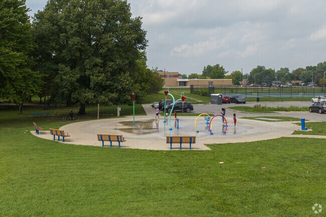 The popular splash pad in Jake Greene Park on N Franklin Rd.