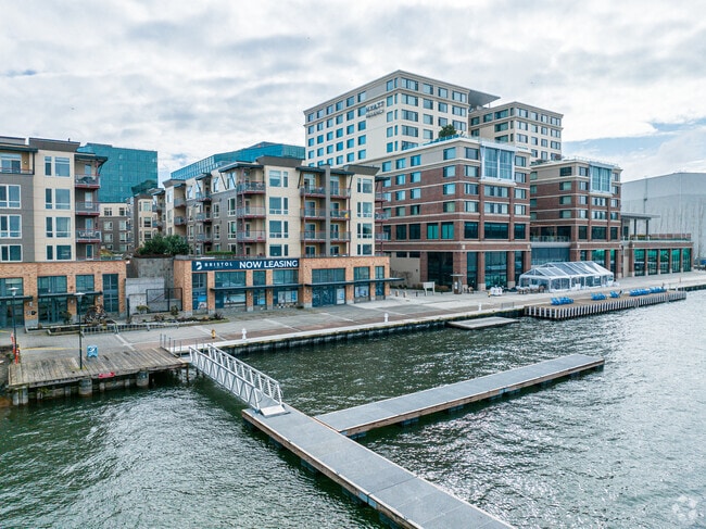 Some waterfront buildings in the Kennydale neighborhood have piers and boat docks.