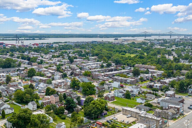 Eddystone borders up along the Delaware river.