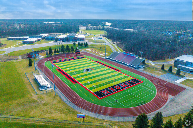The campus of Linden High School includes a football stadium.