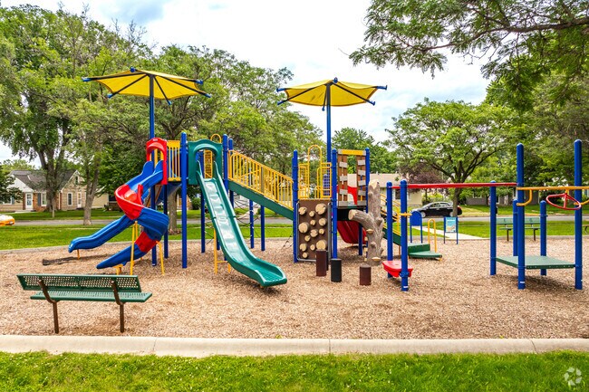 Neighborhood kids love this large, colorful play structure at Rainbow Park.