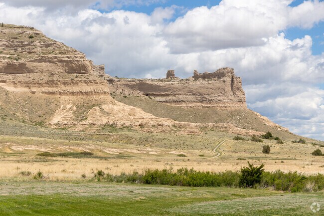 Scotts Bluff National Monument is the backdrop for Gering, and can be seen from anywhere in the city.
