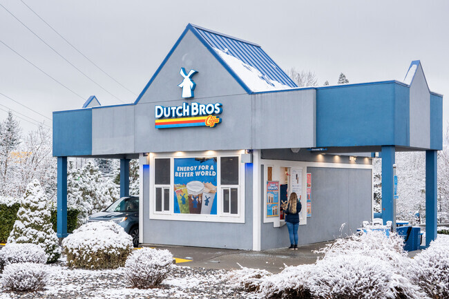 You can enjoy Dutch Brothers, a coffee staple of the Pacific North West, in downtown Hood River.