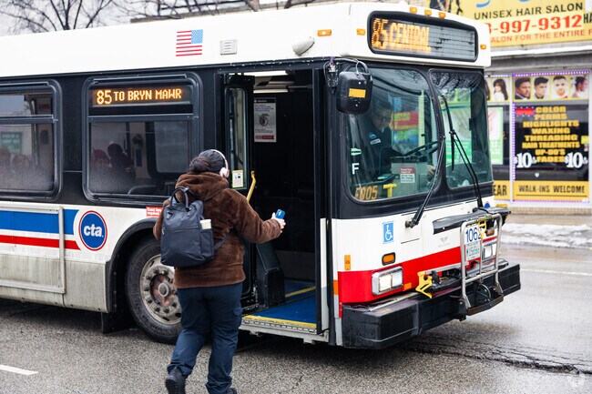 Public transportation runs throughout the streets of Belmont Central.