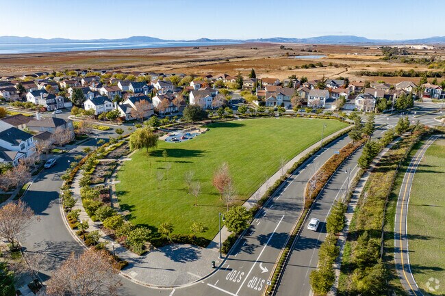Crescent Park offers a sprawling space when viewed from above.