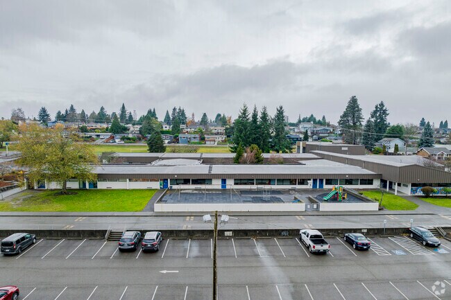 Ample parking space outside of Point Defiance Elementary School.