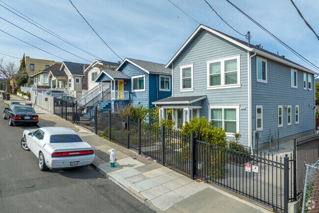A beautiful row of single family homes along the narrow streets in Harrington.