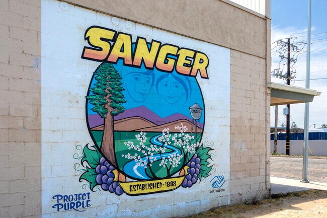 A mural on the wall of Community Day School in Sanger.