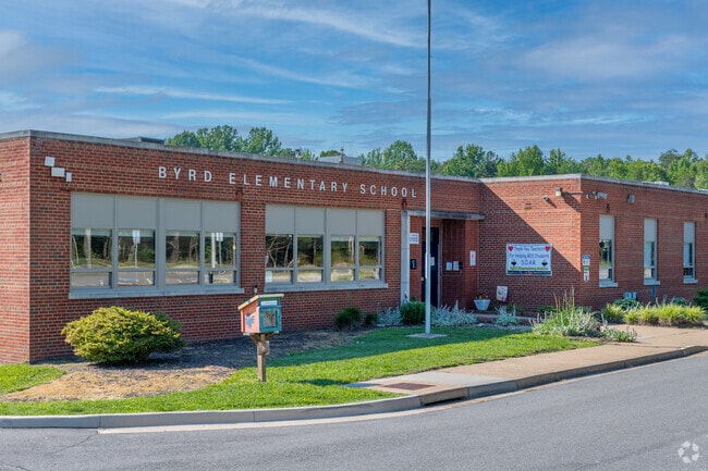 The front of Byrd Elementary School has a little free library.