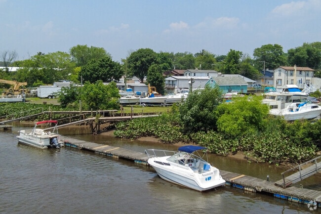 Boat docks on Neshaminy Creek in Croydon for easy access to Summer fun on the water.