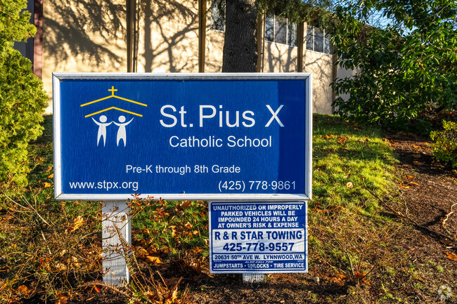 St. Pius X Elementary School signage.