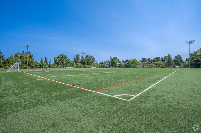 Turf soccer and lacrosse fields at Mountain View Middle School in Beaverton, Oregon.