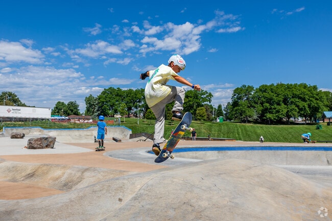 Concord residents love nearby Trail Winds Park, featuring spacious green areas, playgrounds, walking paths, and an amazing skatepark that attracts kids and teens from all around.
