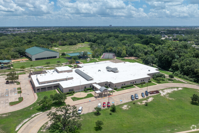 Explore Mitchell Elementary School's layout with an aerial view of the campus.