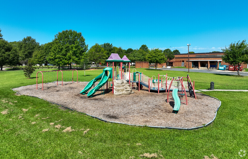 The Hornets Nest Elementary School playground is popular during recess.